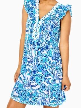 LILLY PULITZER Joan Tunic Dress M Shell Me You Love Me Embroidered